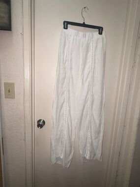 Fashion Nova White Lightweight Swim Cover-Up Pants